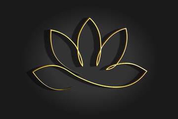 Gold lotus flower 3D line art logo icon vector creative graphic image design