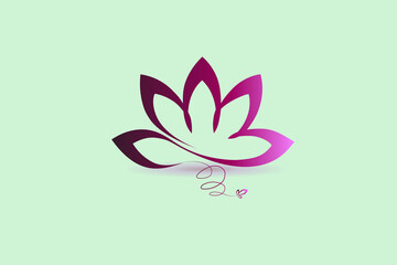 Pink lotus logo icon vector creative graphic design isolated on green background template