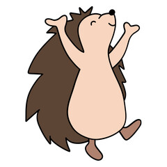 cute porcupine hand-drawn flat color illustration for web, wedsite, application, presentation, Graphics design, branding, etc.