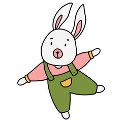 cute rabbit hand-drawn flat color illustration for web, wedsite, application, presentation, Graphics design, branding, etc.
