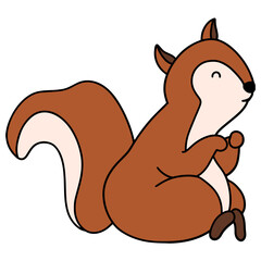 cute squirrel hand-drawn flat color illustration for web, wedsite, application, presentation, Graphics design, branding, etc.