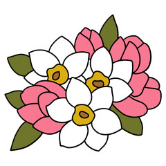 daffodil hand-drawn flat color illustration for web, wedsite, application, presentation, Graphics design, branding, etc.