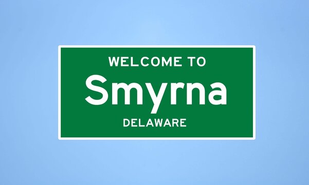 Smyrna, Delaware City Limit Sign. Town Sign From The USA.