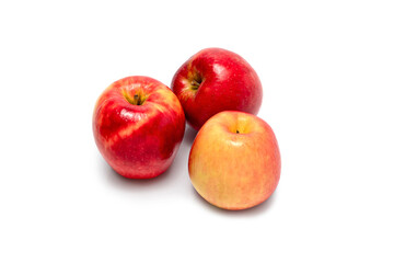 Fototapeta na wymiar Whole ripe red apple fruits isolated on white background. Clipping path.
