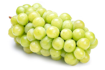 Fresh Organic Shine Muscat, Green Grapes isolated on white background with clipping path.	
