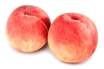 Fresh peaches isolated on white background with clipping path	
