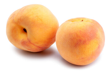 Fresh golden peaches isolated on white background with clipping path	
