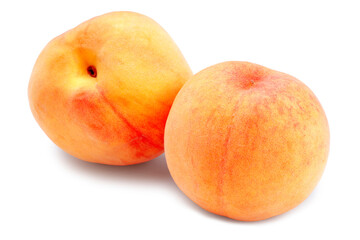 Fresh golden peaches isolated on white background with clipping path	
