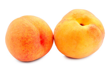 Fresh golden peaches isolated on white background with clipping path	
