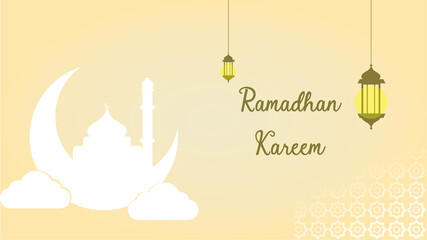 Ramadhan kareem greeting card islam vector design illustration