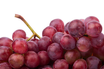 Red grapes photographed in a studio on a white background.