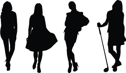 women silhouette illustration with various types of pose.