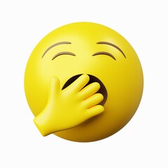 3d rendering image, yawning or tired emoticon, isolated with white background