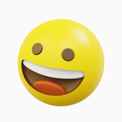 3d render image smile emoticon with happy face isolated with white background