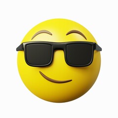 3d render image smirking cool yellow emoticon with isolated white background
