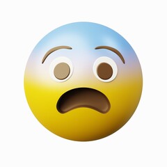 3d rendering image emoticon scared or afraid, isolated with white background