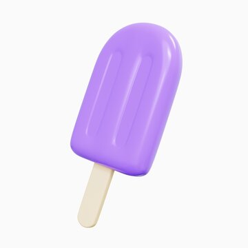 3d render image popsicle grape flavour with purple, good for summer theme