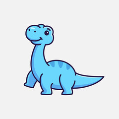 cute baby brontosaurus cartoon dinosaur character illustration isolated