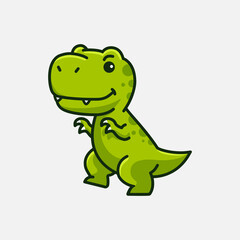 Plakat ute baby tyrannosaurus rex cartoon dinosaur character illustration isolated