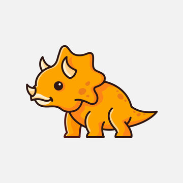 cute baby triceratops cartoon dinosaur character illustration isolated