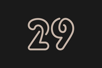 Number 29 Logo, Monogram Number 29 line style, usable for anniversary and business logos, flat design logo template, vector illustration