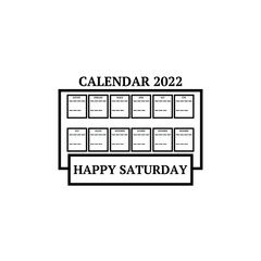 calendar icon 2022 with the name of the day at the bottom or front on a white background