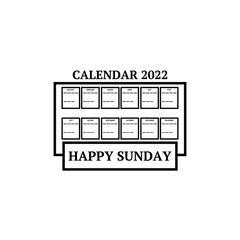 calendar icon 2022 with the name of the day at the bottom or front on a white background
