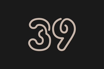 Number 39 Logo, Monogram Number 39 line style, usable for anniversary and business logos, flat design logo template, vector illustration