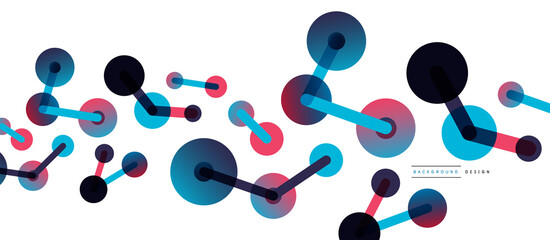 Abstract background. Round dots connected by lines. Trendy techno business template for wallpaper, banner, background or landing