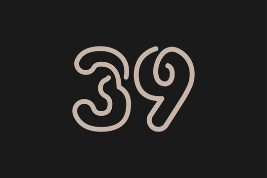 Number 39 Logo, Monogram Number 39 line style, usable for anniversary and business logos, flat design logo template, vector illustration