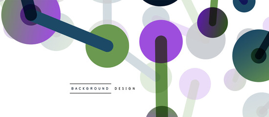 Line points connections geometric abstract background. Circles connected by lines. Trendy techno business template for wallpaper, banner, background or landing