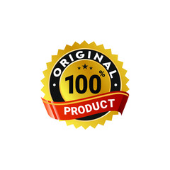 Gold and red color 100 original product badge