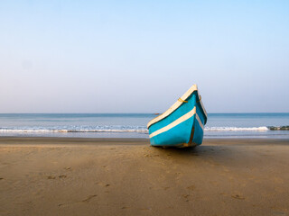 Fototapeta na wymiar Empty Fisherman boat in Arabian Sea at Coastal Maharashtra