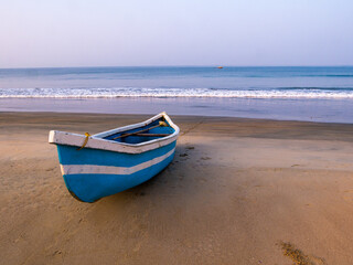 Fototapeta na wymiar Empty Fisherman boat in Arabian Sea at Coastal Maharashtra
