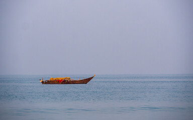 Empty Fisherman boat in Arabian Sea at Coastal Maharashtra