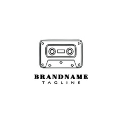 cassette tape logo cartoon icon design template black isolated creative illustration