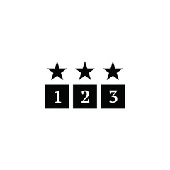 icon numbers 1 2 and 3 with an additional black box and a star above it on a white background
