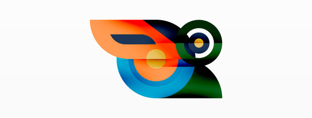 Abstract round shapes background. Minimalist decoration. Geometric background with circles and rings