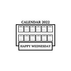 calendar icon 2022 with the name of the day at the bottom or front on a white background
