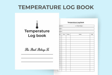 Temperature tracker KDP interior notebook. Patient health information and fever temperature checker template. KDP interior log book. Medical information recorder and body temperature notebook.