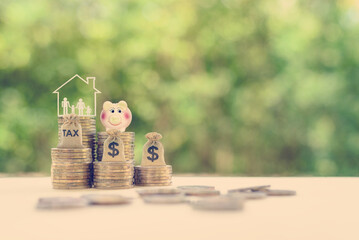 Money saving, first time asset / property buyer concept : Family couple, kid in home, piggy bank,...