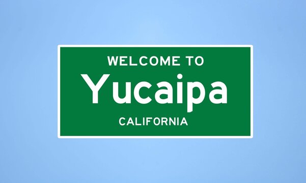 Yucaipa, California city limit sign. Town sign from the USA.