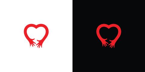 Unique and modern hand combination heart logo design