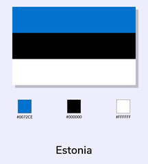 Vector Illustration of Estonia flag isolated on light blue background. Illustration National Estonia flag with Color Codes. As close as possible to the original. ready to use, easy to edit.