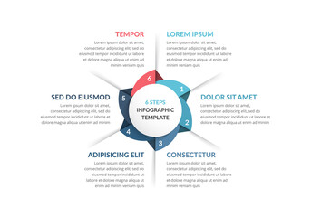 Circle infographic template with six steps or options, process chart