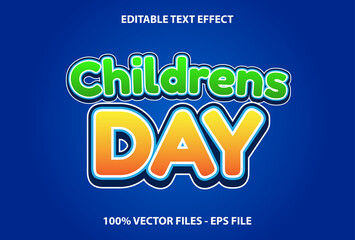 children's day text effect with blue color. design for template and editable