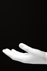 Porcelain hand On black Background, 3D illustration. 3d render