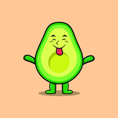 Cute cartoon avocado character with flashy expression in cute style