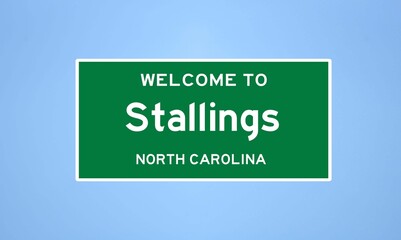 Stallings, North Carolina city limit sign. Town sign from the USA. - obrazy, fototapety, plakaty