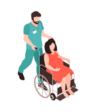 pregnant woman in wheelchair, doctor clip art preview